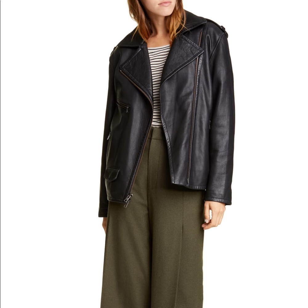 Vince Oversized Leather Motorcycle Jacket